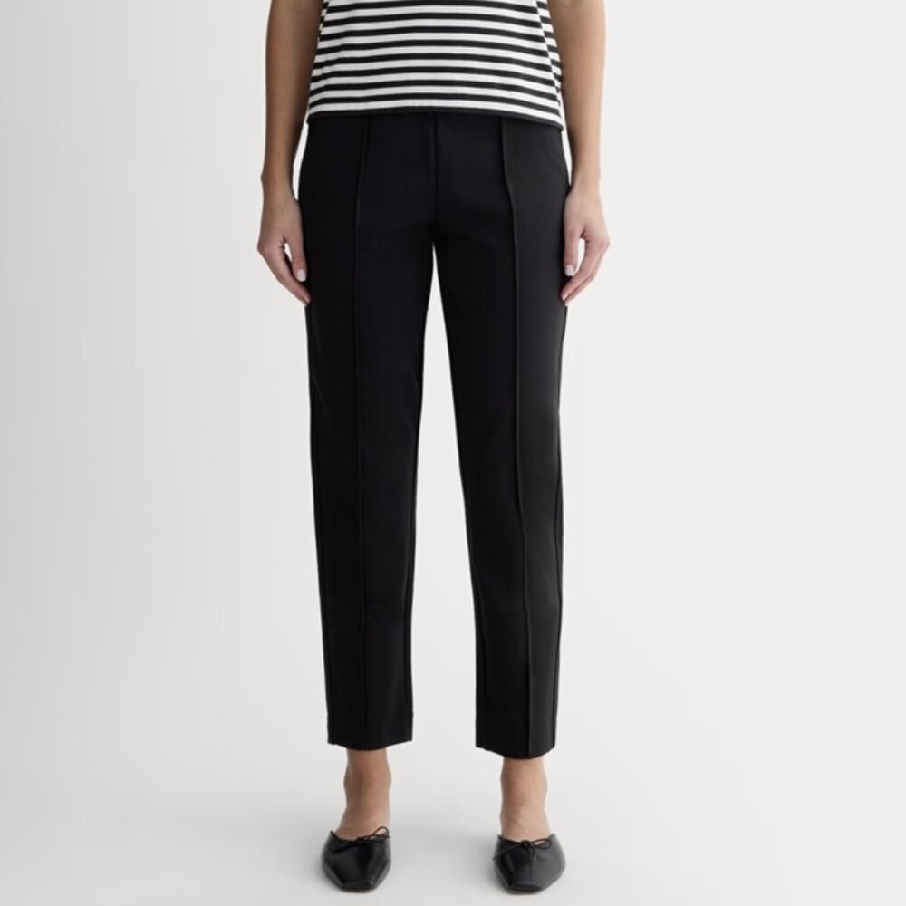 Everlane The Dream High Rise Pintuck Knit Pull On Work Office Pant Black M
